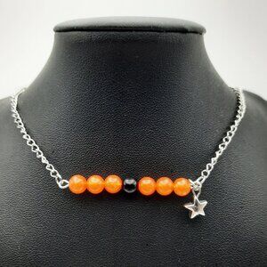 Orange Black Chakra Gemstone Princess Chain Star Necklace Handmade Jewelry